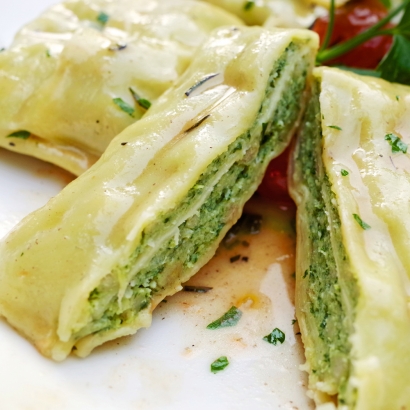 Kräuter Maultaschen mit Gorgonzola