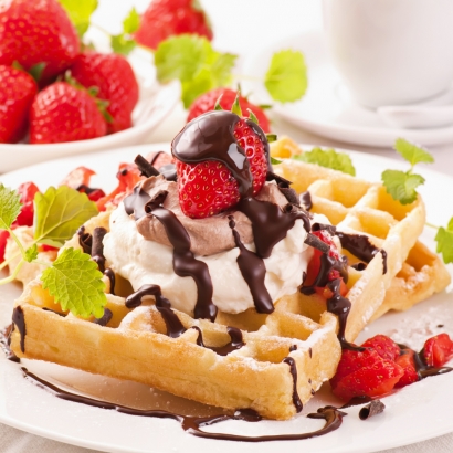 Dinkelwaffeln mit Erdbeeren